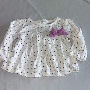 Gymboree = White and Purple Star Long Sleeve Tee